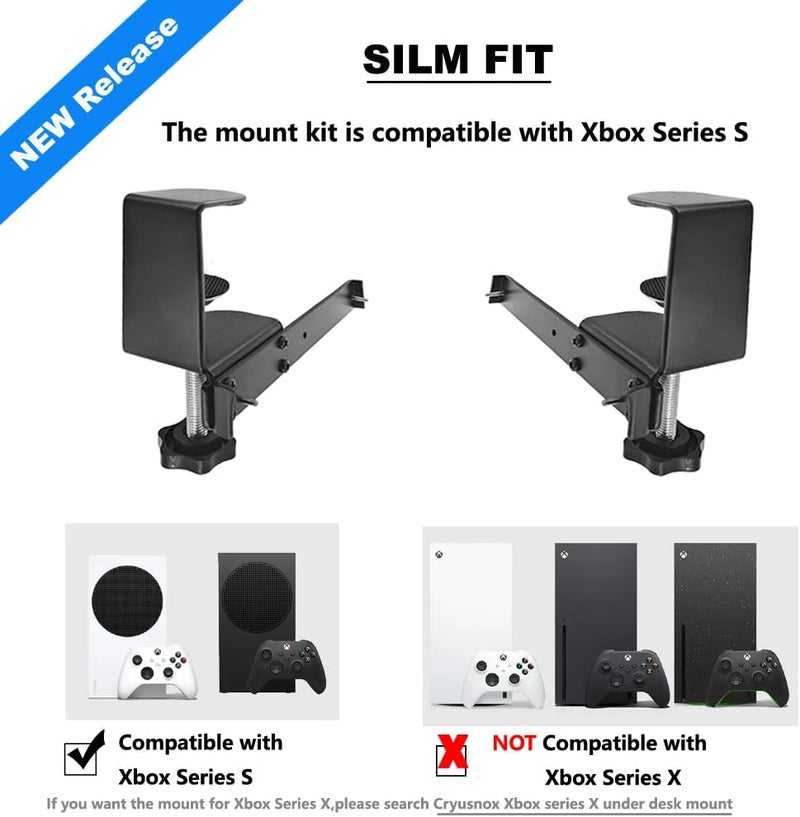 Cryusnox Under Desk Mount for Xbox Series S(Strong clamp Installation,Tool-Free,No Drill,No Tape,Enduring Paint Finish,Compatible with Xbox Series S,Black) - Image 2
